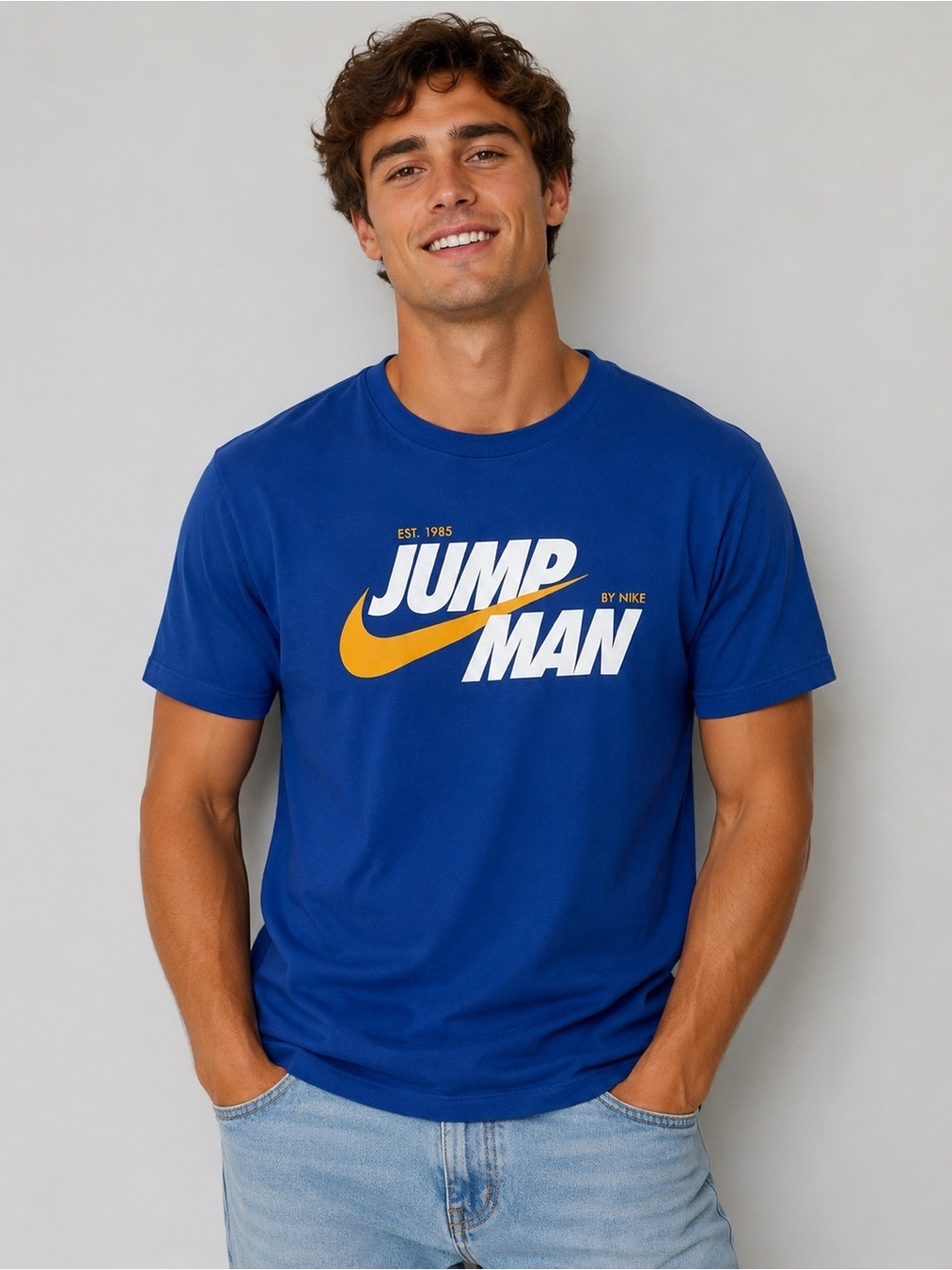 Jordan Jumpman Est. 1985 Graphic T-Shirt Blue/Gold size Large